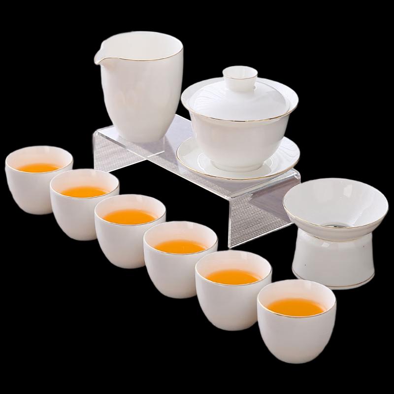 Woding Ceramic Mutton Fat Jade White Porcelain Kung Fu Tea Set