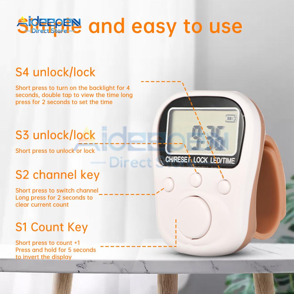 Mini Finger Counter LCD Electric Digital Display With Light Tally Counter Stitch Marker Sewing Knitting Weave Buddha Pray Soccer 1