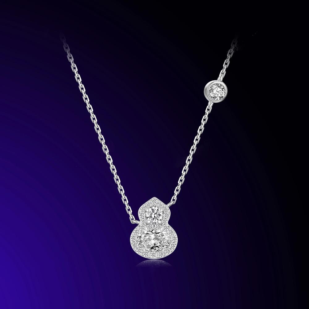 Luxury Gourd Necklace Women Full Diamond Design New Chinese Style Fashion Pendant Elegant Collarbone Chain