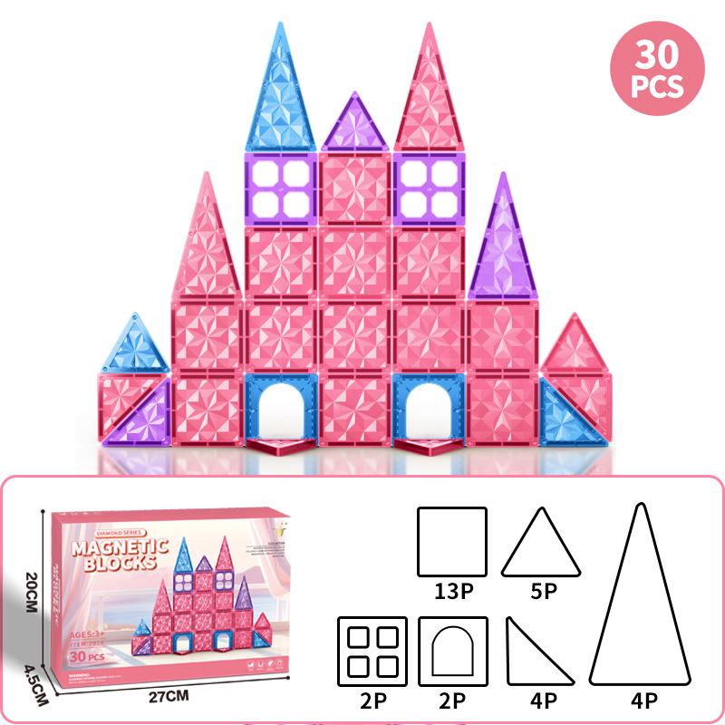 Pink Diamond Surface Magnetic Building Blocks - Strong, Educational Toys for Children