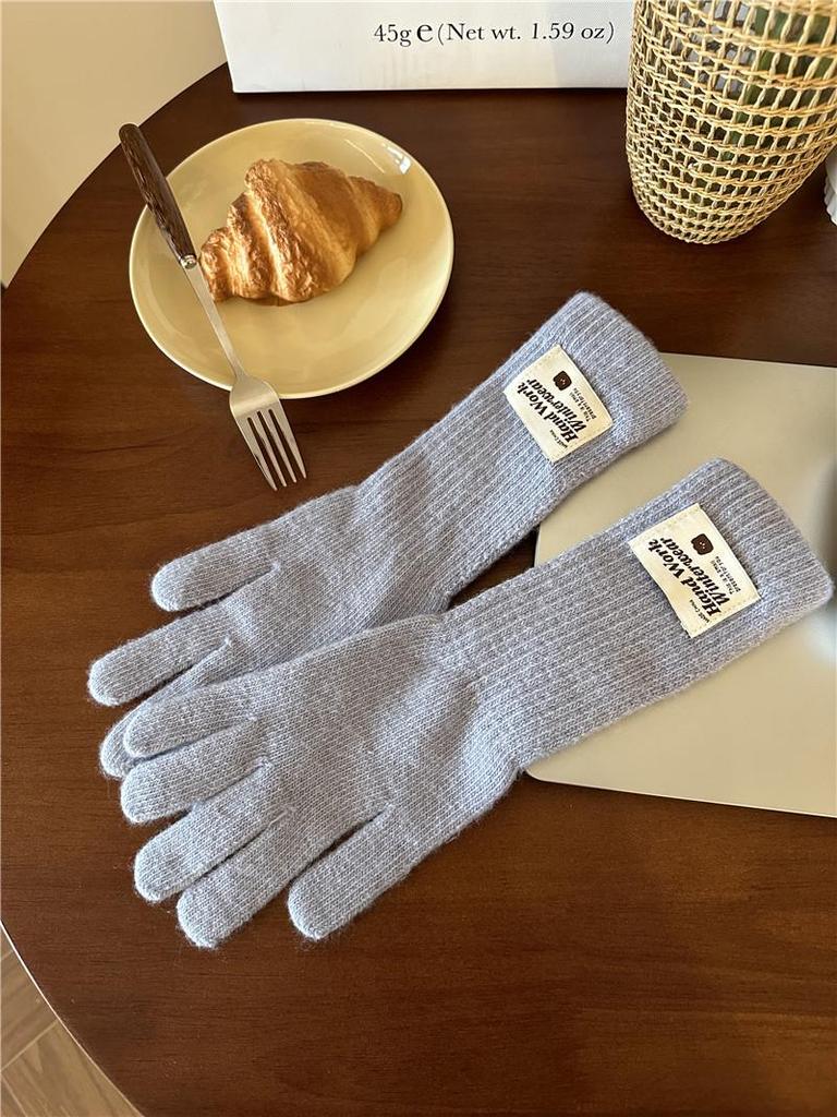 Lange gestrickte Fingerlose Touchscreen-Handschuhe mit verlängertem Handgelenkwärmer für Herbst & Winter