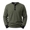 Men S Vintage Striped Long Sleeve Henley Shirt Casual Trendy
