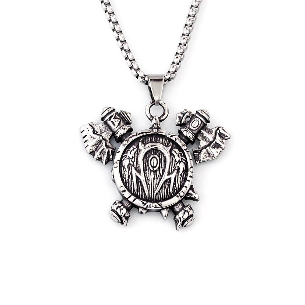 Viking Dragon Pattern Stainless Steel Necklace Bold Retro Fashion Jewelry