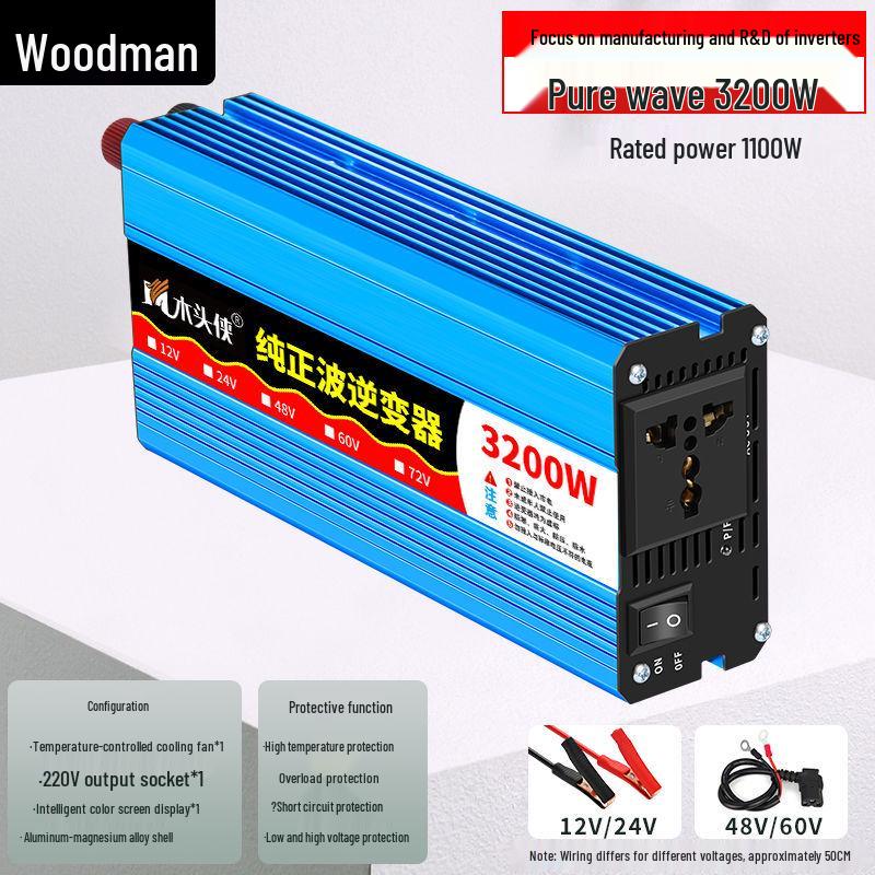 High-Power Inverter 12V/24V/48V/60V to 220V, 3000W/4000W/5000W for Car/Home Use