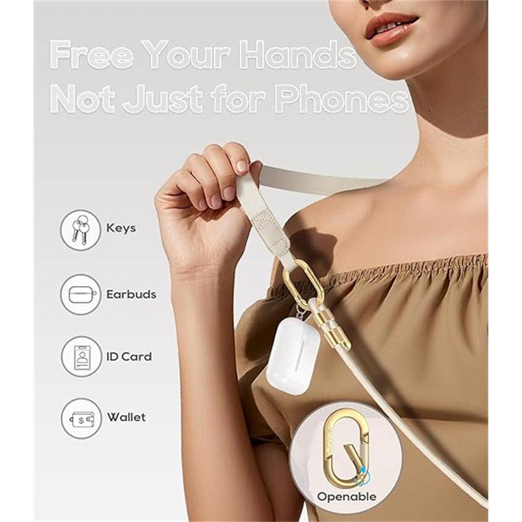 Phone lanyard crossbody bag strap with phone tag, adjustable phone lanyard, featuring a skin-friendly neck strap and metal carab