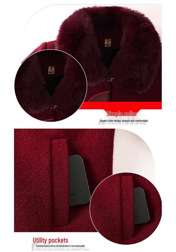 Chinese Style Winter Fur Collar Coat for Elderly Women - Thick Cotton Velvet Jacket