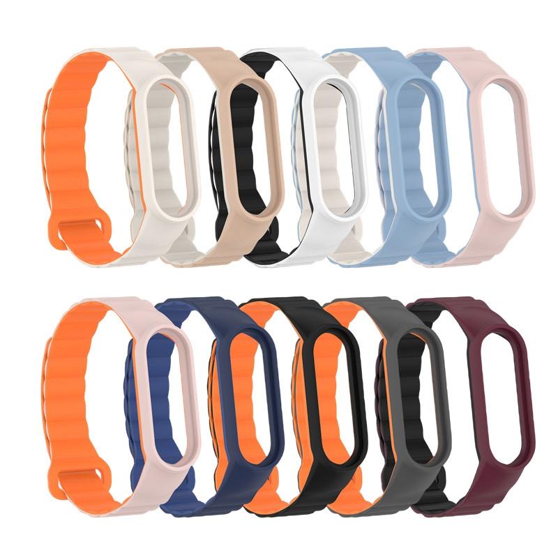 Magnetic Silicone Strap for Xiaomi Band 7 6 5 4 3 Replacement Wristband with Case Bracelet Correa Smartband