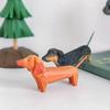Dachshund Hand Carved Canine Figurine Study Desk Decoration Innovative Present Long Bodied Dog Sculpture Handcraft Animal Statue