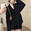 Cardigan Sweater Female 2023 Autumn Lazy Knitted Coat with High Quality Slim Soft Glutinous Lace Up Cardigan Sweater for Women