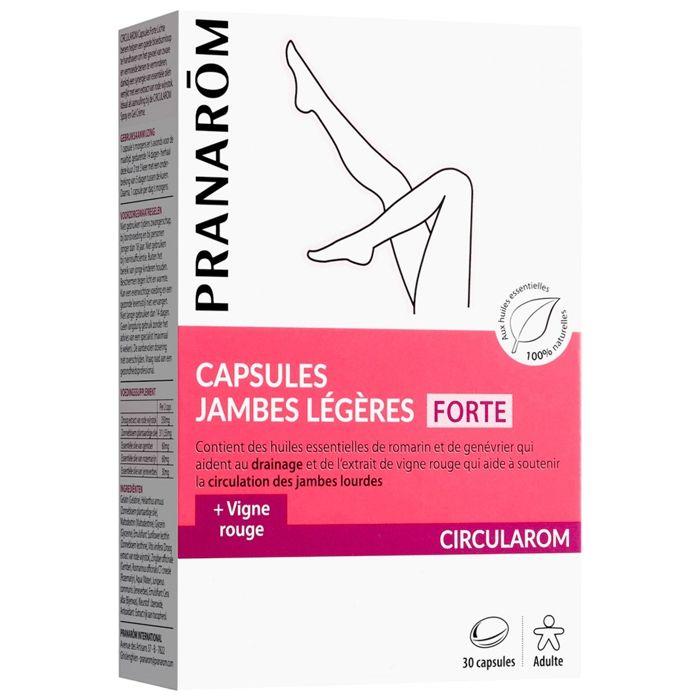 Capsules Forte Jambes Légères - Pranarom - Circularom - Vigne Rouge - 30 Unités