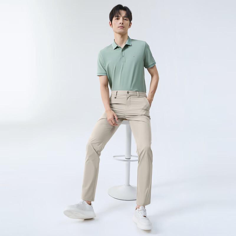 Qipai Men's Cool-Touch Anti-Bacterial Mosquito-Repellent Business Casual Slim Straight Pants