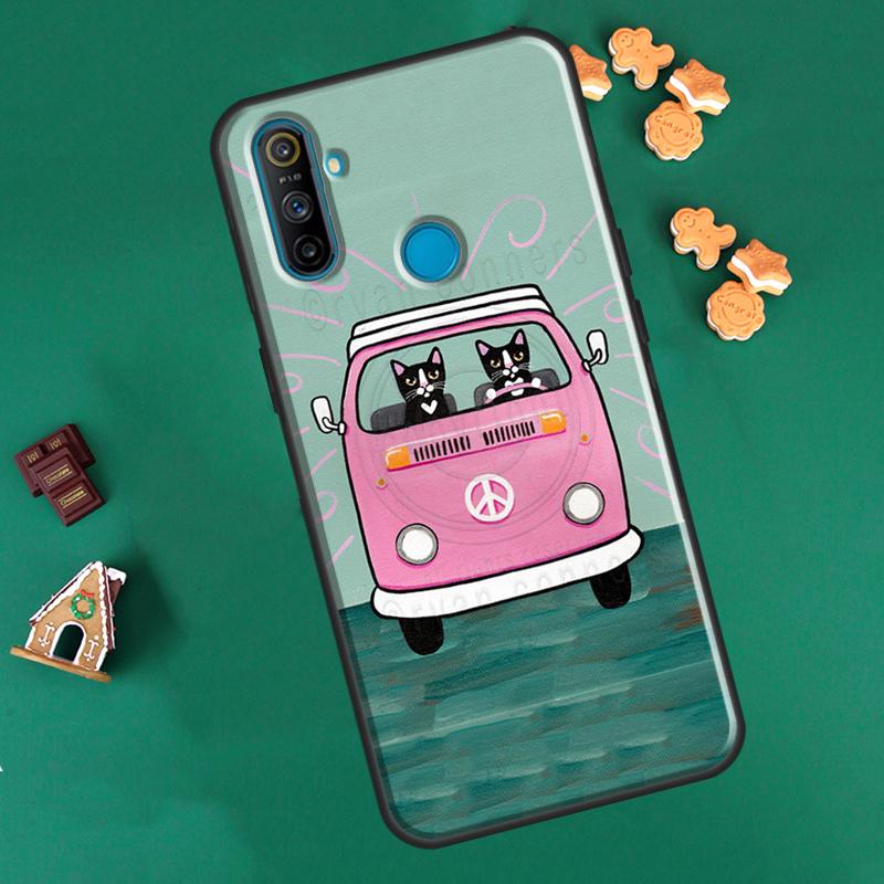 Hippy Peace Bus Cat For OnePlus 9R 8T Nord2 9 10 Pro Case For OPPO Realme 9i 8i 8 Pro GT Neo 2 GT Master Cover