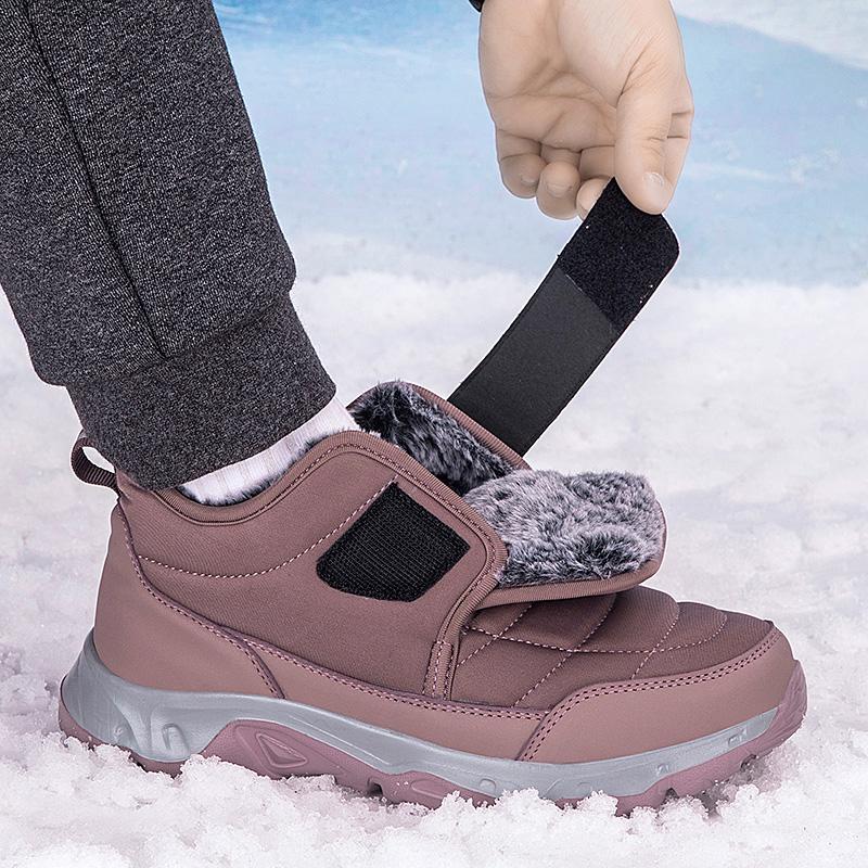 Winter Women's Plush Walking Shoes Men Cotton Shoes Anti-slip Snow Boots Warm Ankle Boots Outdoor Trekking Sneakers