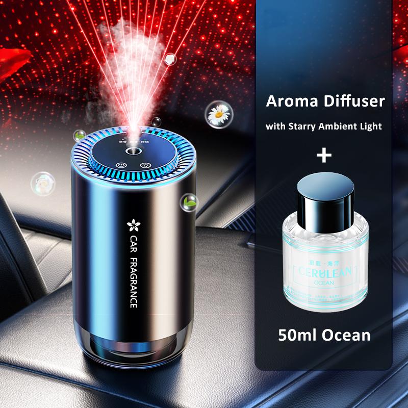 Diffusore di Aroma per Auto con Luce d'Ambiente Stellata a LED 50ml Profumo di Colonia Deodorante per Auto Aromatizzante per Auto Diffusori di Fragranza