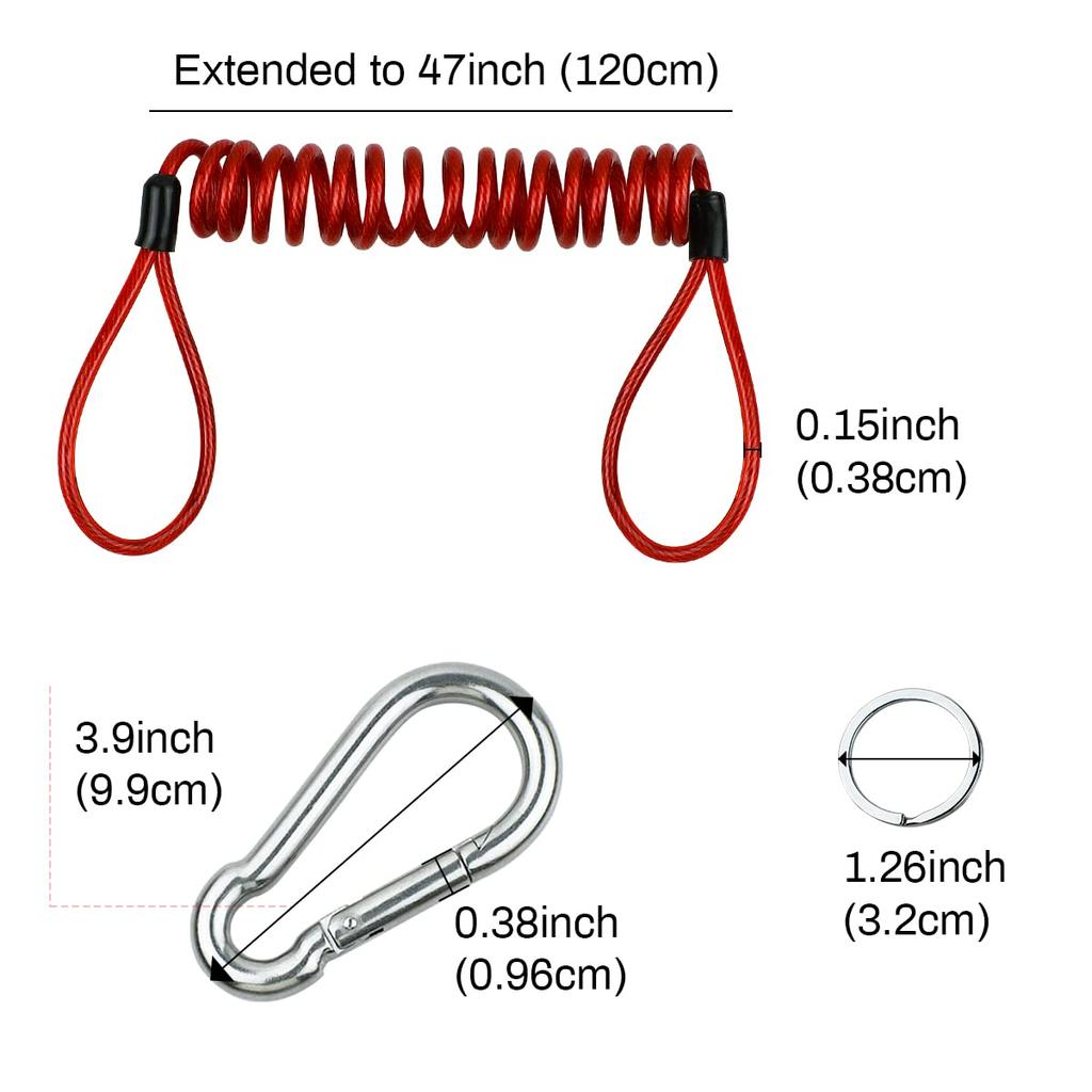 Yuntop RV Retractable Breakaway Trailer Cable Trailer Brake Cable Heavy Duty Stainless Steel Spring