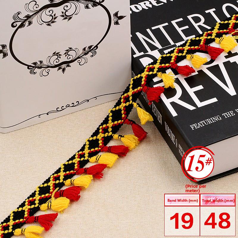 

5 Meter Colorful Ethnic Style Curtain Decorative Tassel Lace Trim Upholstery Costume Fringe Trim Sewing DIY Accessories 5M