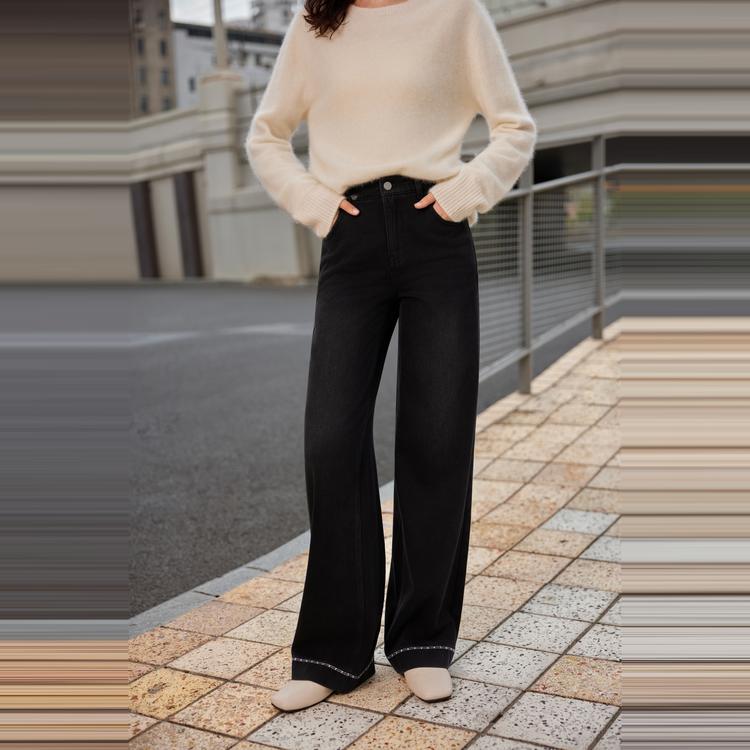 ELLE French Style Vintage Loose Versatile Slimming Casual Straight Leg Jeans Women Bottoms L8WQS279