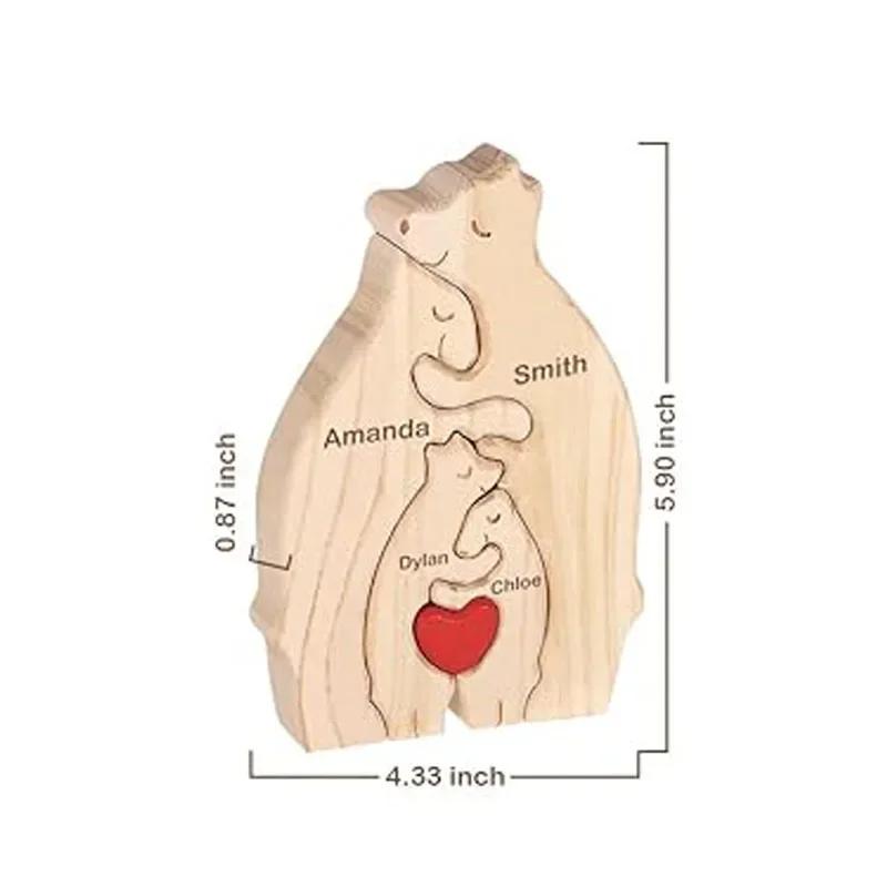 Art Puzzles Free Custom Wooden Bear Home Puzzles Custom Name Warm Gifts Anniversary Birthday Gifts Christmas Home Decor Ornament