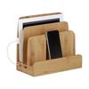 Relaxdays Station D'accueil Bambou Smartphone Téléphone Portable Organiseur Bureau 3 Niveaux Bois HxlxP: 23 X 25,5 X 13,5 Cm, Nature
