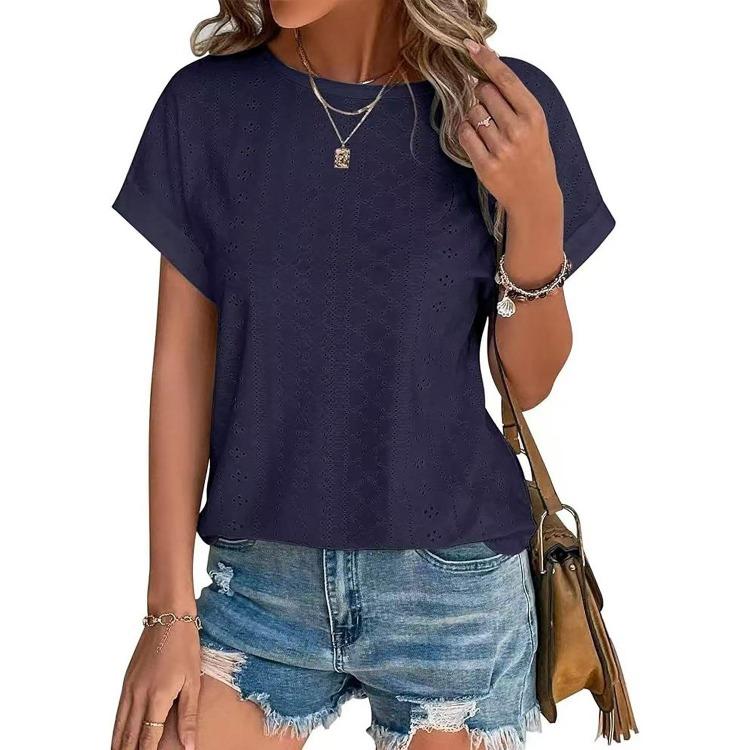 Loose Short Sleeve Solid Color Round Neck Tshirt for Spring Summer