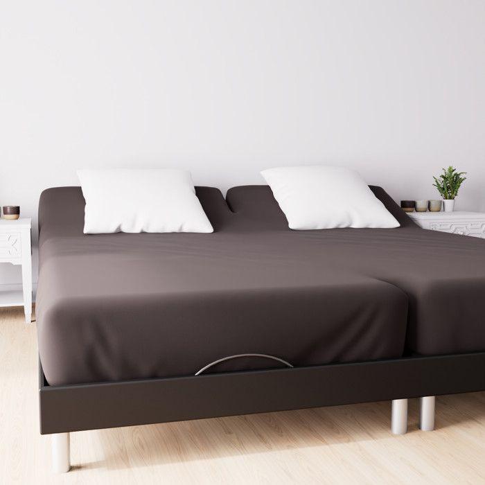 TPR Fitted Sheet In 57 Thread Cotton 2x80x200 Cm UNI Brown, by Soleil d'Ocre