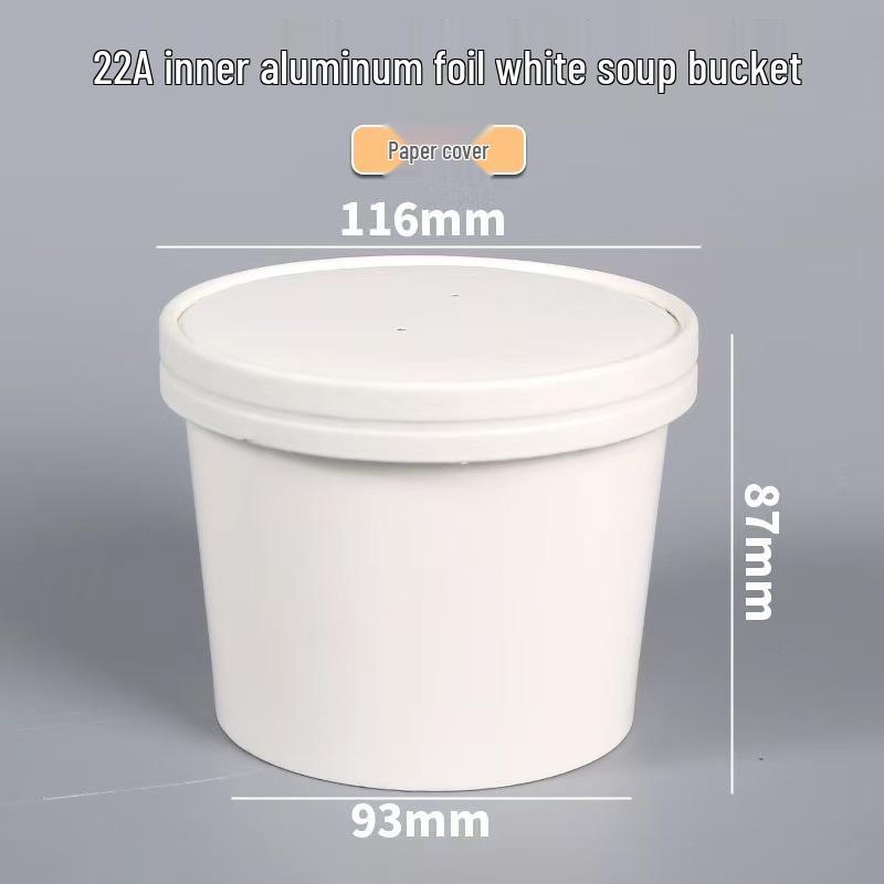 Jednorázová hliníková miska na polévku pro jídlo s sebou a dušenou polévku – Izolovaná obalová krabice