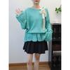 Gentle wind knitted sweater top early autumn new thin hollow sweet design sweater pullover woman