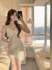 Solid Color Sexy Pajamas Women's Ice Ribbon Chest Pad Suspender Pajamas 1011 New Silk Loungewear Available