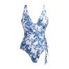 1011 European and American Bikini New Blue Flower Vacation Split Swimsuit Set Female Explosion 19111 No
