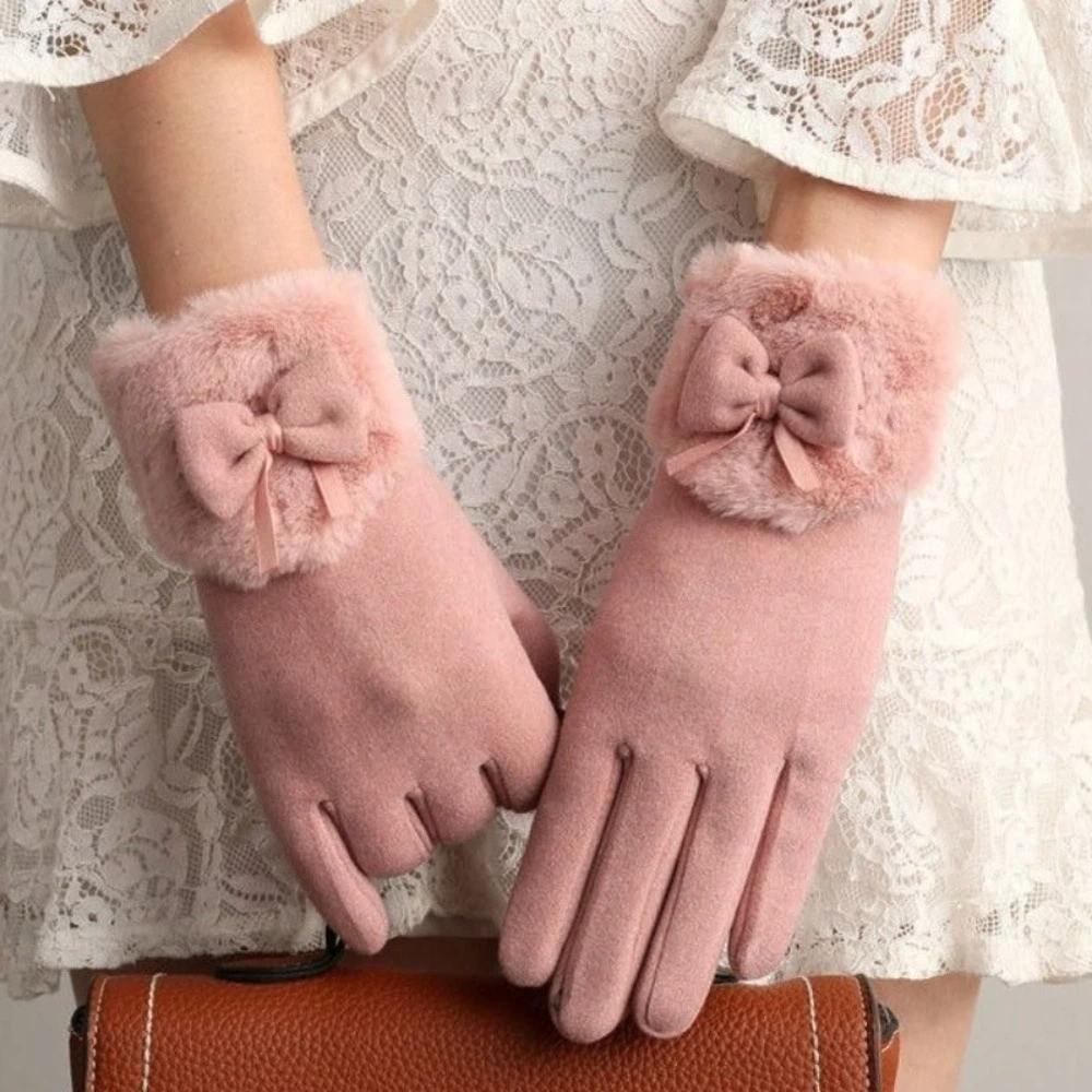 Soft Thickened Suede Gloves Plush Windproof Finger Mittens For Gift Women Anti-cold Gloves  Skiing