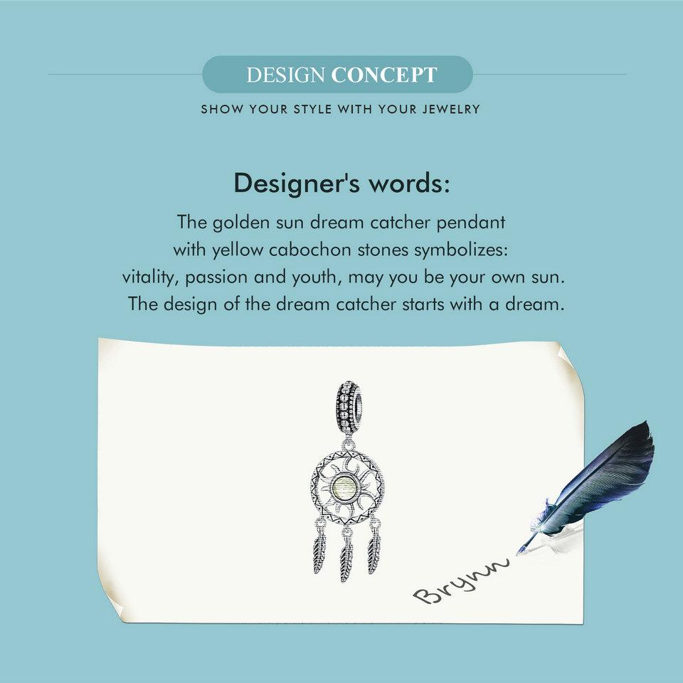 WOSTU 925 Sterling Silber Traumfänger Anhänger Charms Sonnenperlen für Damen Original Armband und Halskette Edler Schmuck