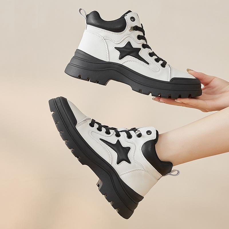 Martin Boots Women's Autumn and Winter New Star Models One-pedal Elastic Band High-top Casual Shoes Women's Short Boots