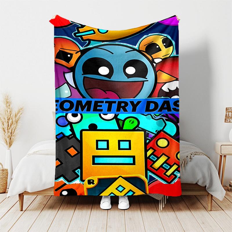 1pc Blanket Geometry Dash5 Print Design, Lightweight Blanket for Sofa, Bed- Soft &Warm, Gift for All Seasons like Christmas, Halloween