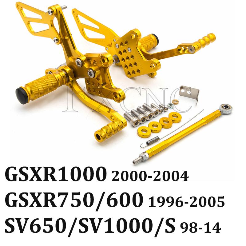 Aluminum Foot Peg Pedal Rearset Footrest Rear Set For Suzuki SV650 SV1000 SV650/S SV1000S SV 650 1000 S 1998-2014 GSXR1000 K1-K4
