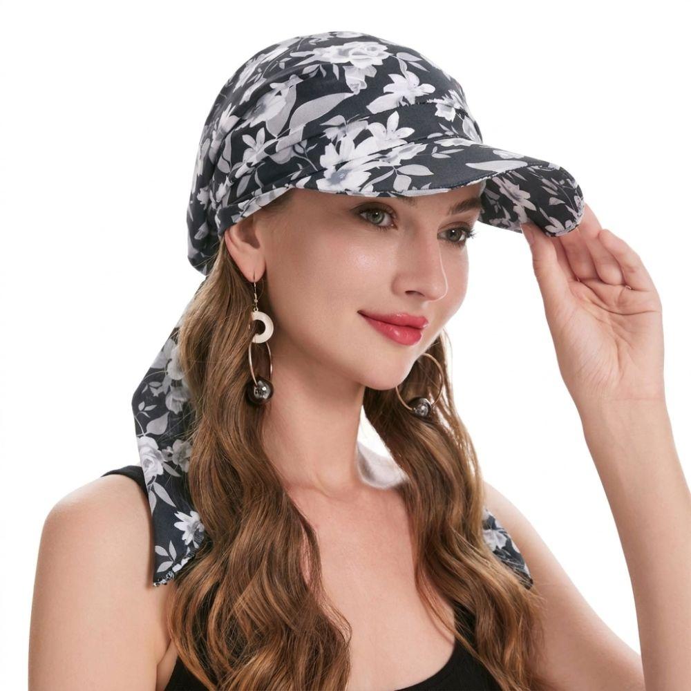 Atmungsaktive Sommer-Kopftuch-Hut Blumenmuster Turbanhut Mit Riemen Baseballkappe Tägliche Outfits