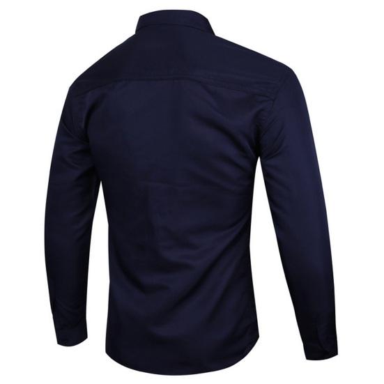 Cămașă de toamnă de primăvară pentru bărbați, cu mânecă lungă, de culoare uni, la un singur piept, cu nasturi, cardigan, slim fit, moale, respirabil, formal, stil de afaceri, top de birou pentru bărbați
