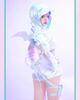 Tokoyami Towa Cosplay Costume with Cyberpunk Full Adult Costume for School YouTuber Tokoyami Towa Cosplay Towa Wig Size [Excellent Quality] Wig,