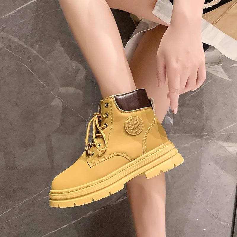 

Autumn thick-soled big yellow boots Martin boots women s 2025 new autumn bumblebee can t kick bad super fire short boots 40 жёлтый