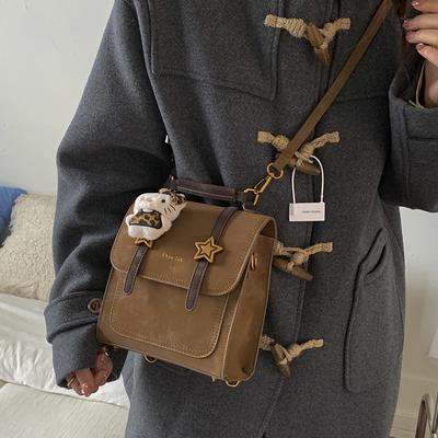 College Style Retro Backpack Bag Women's 2025 New Student Portable Small Schoolbag Versatile Commuter Shoulder Messenger Bag