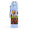 1PC Colorful Stacked Cat Pattern 750ml Color Plastic Sports Water Bottle Leakproof Flip Straw Lid Suitable for Sports Office Home Use
