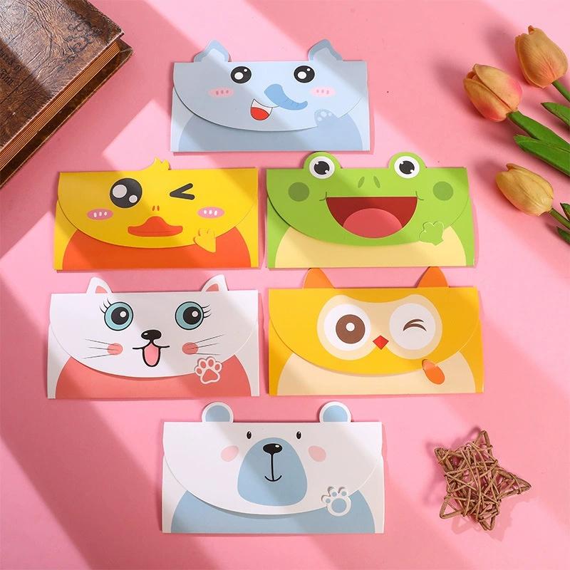 12pcs Animal Cartoon Letter Writing Stationery Paper, Greeting Card Envelopes, Thank You Card, Birthday Party Invitation Cards S