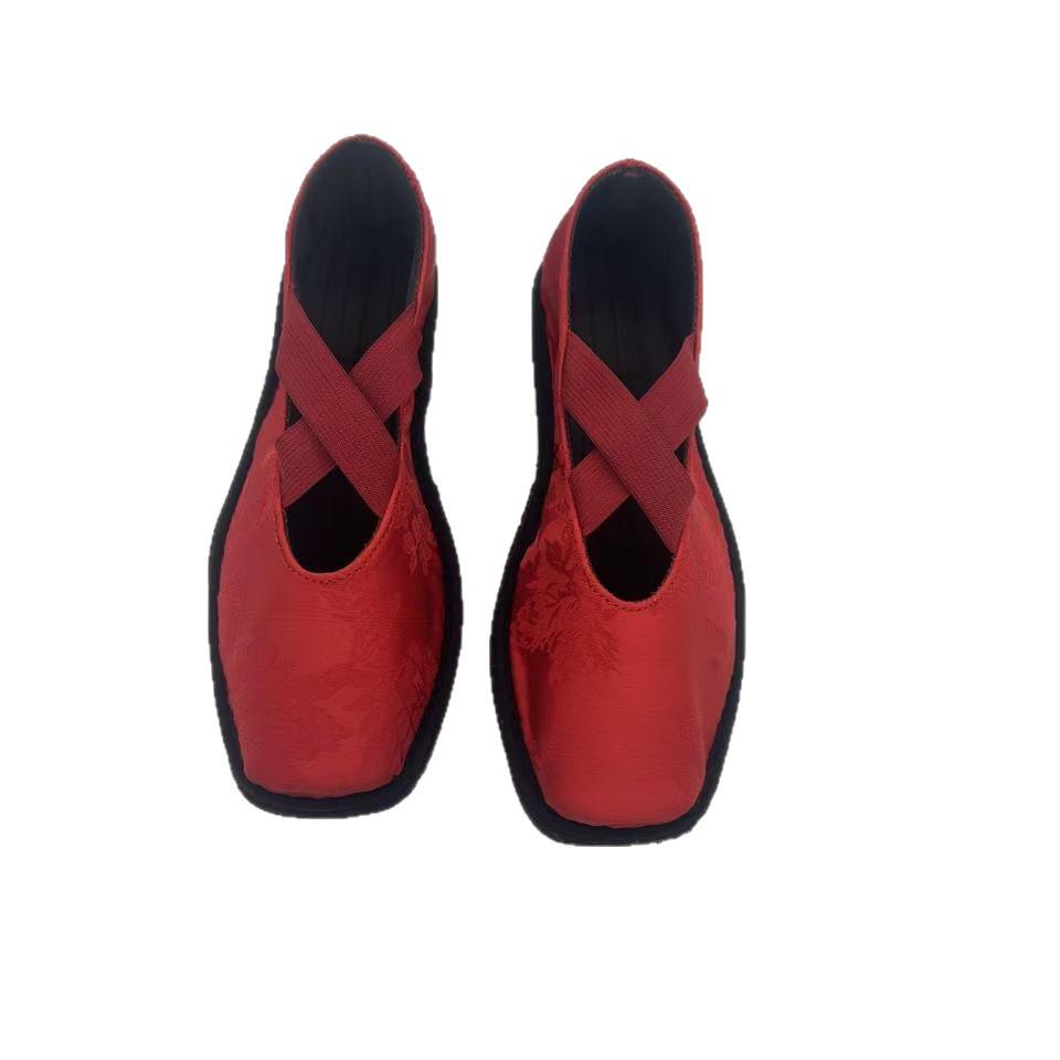 Spring & Autumn Retro Square Toe Ballet Flats