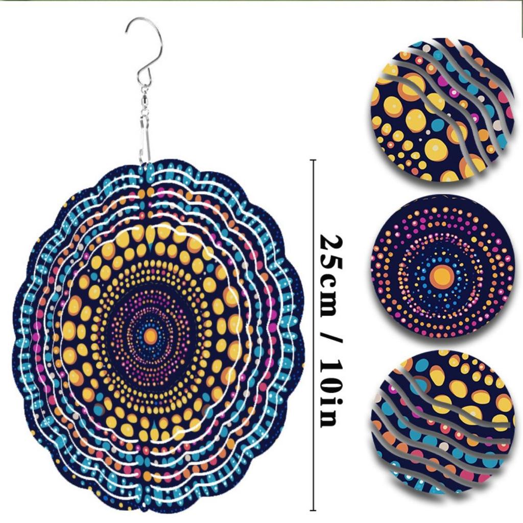 10-tommers metallisk vindspinner | Flerfarget reflekterende hagedekor med 360° rotering