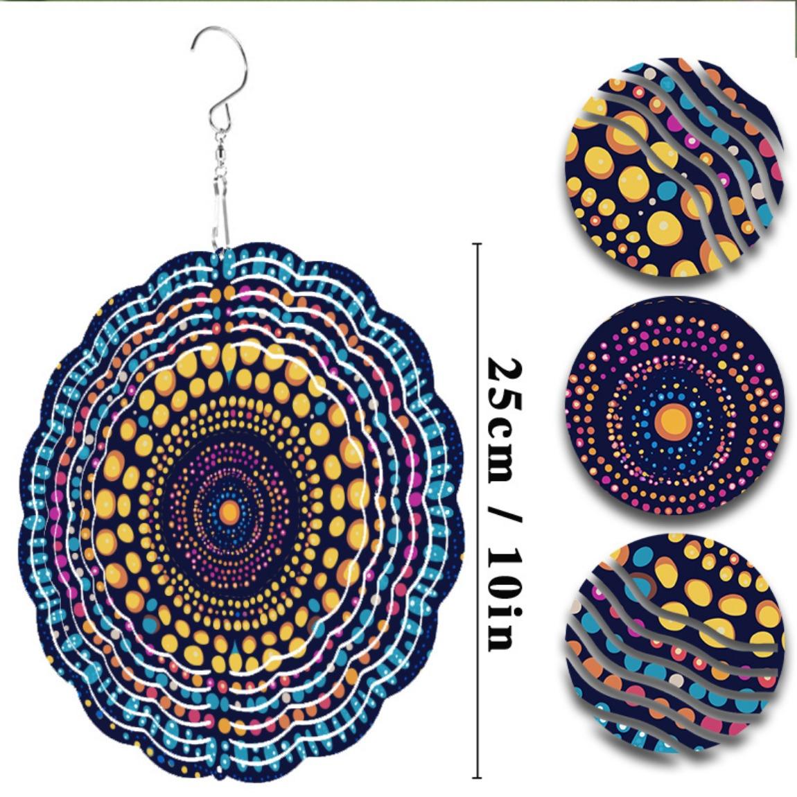 

10-дюймовый металлический ветряной спиннер | Разноцветный светоотражающий садовый декор с вращением на 360° 01A