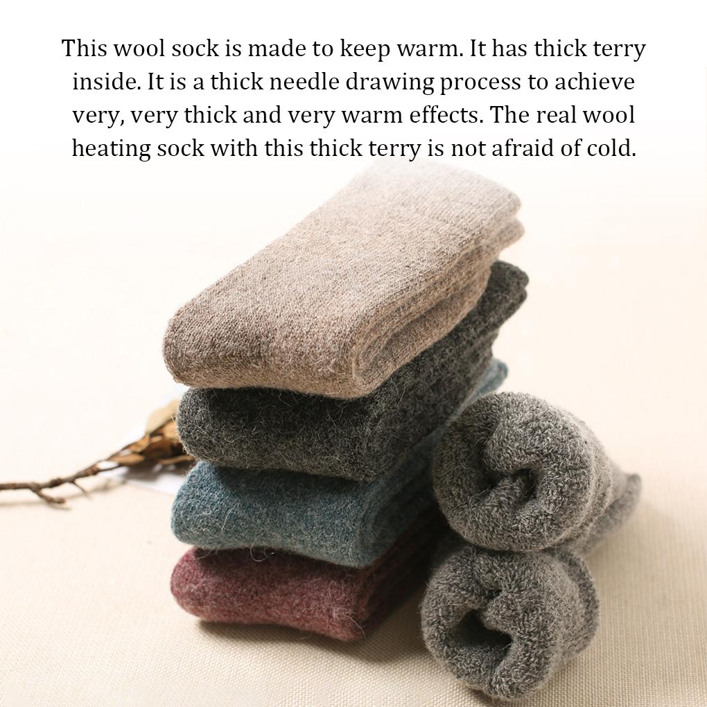 1 Pair Winter Socks Cold Weather Solid Color Thermal Hosiery Foot Warmer Breathable Comfortable Clothing Dressing Footwear