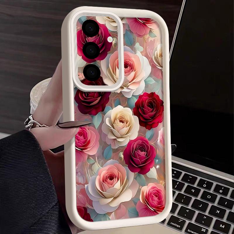 Oil Painting Rose Flowers Pattern Case For Samsung Galaxy S26 Ultra S25 Edge S24 Plus S23 S22 S21 FE A15 A35 A55 A16 A26 A36 A56 A17 A37 A57 5G Cover