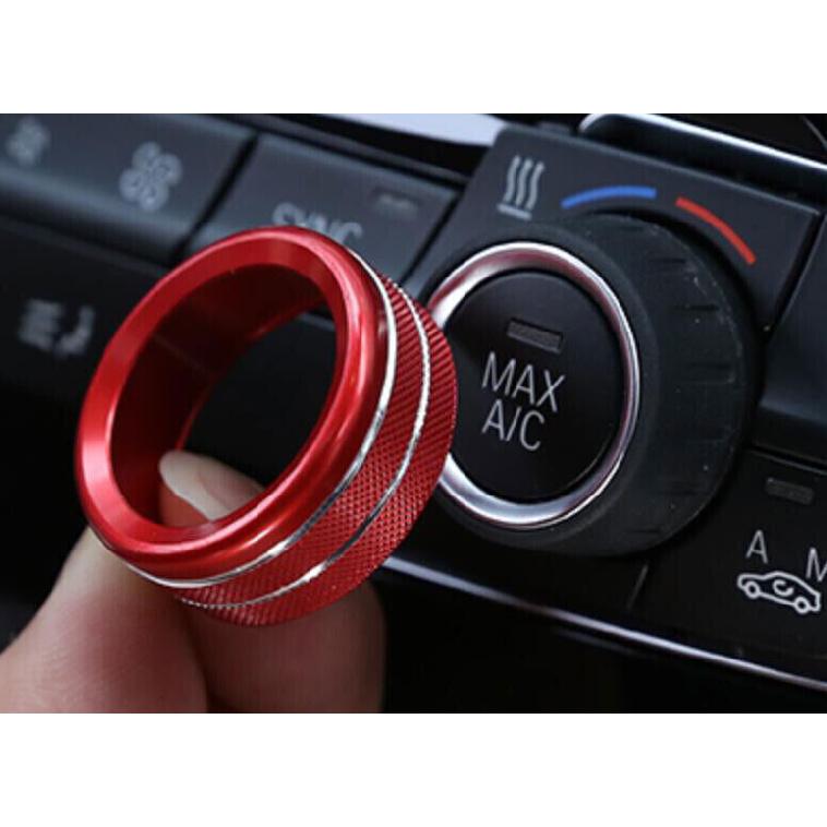 Fit For BMW F20 F21 F22 F23 Red Aluminum Middle Console Ac Knob Cover Trim 3PCS