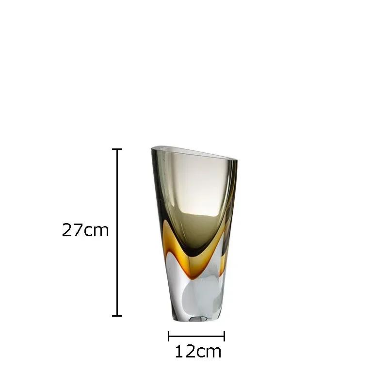 Minimalism Amber Color Glass Vase Hydroponics Flower Pots Desk Decoration Flower Arrangement Floral Vases Modern Home Decor