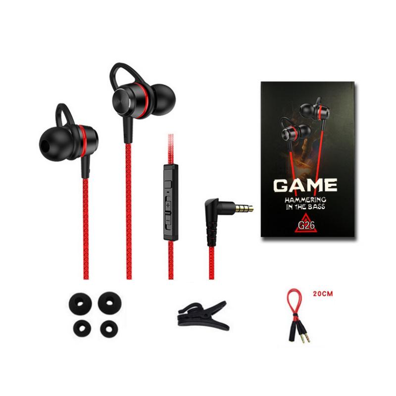 G26 Wired 3.5mm Plug In-ear Gaming Headset With Microphone For Mobile Phone Computer