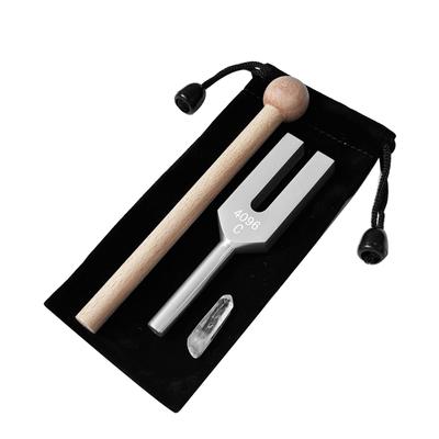 Diapason Cristallo Accordatore 4096Hz con Legno Gomma Naturale Cristallo e Custodia per Angeli e Martello, Cristallo, Martello, Punta, Sacchetto; Purificazione,